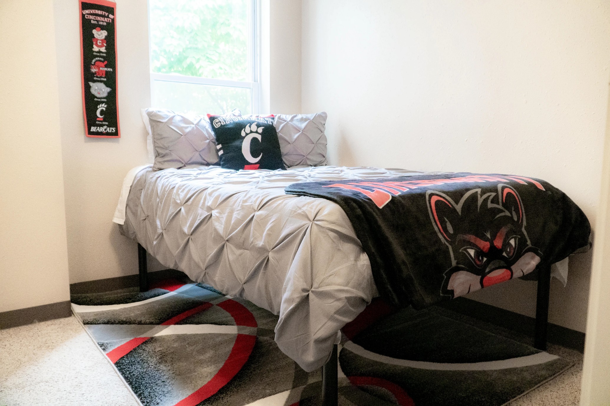 Model student bedroom at CP Cincy